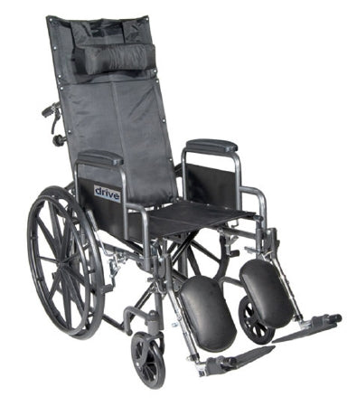 Drive Medical Silver Sport Reclining Wheelchair Desk Length Arm Padded, Removable Arm Style Mag Wheel Black 16 Inch Seat Width 300 lbs. Weight Capacity - SSP16RBDDA