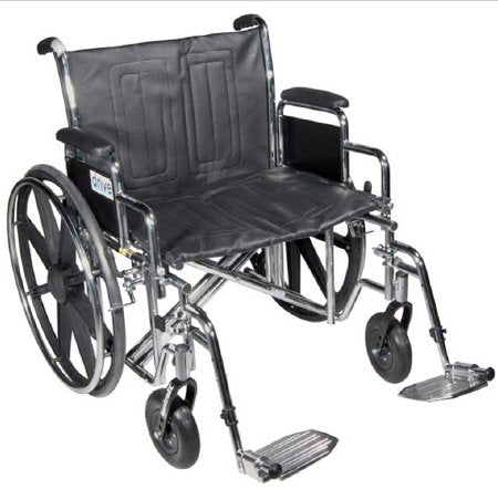 Drive Medical Sentra EC Bariatric Wheelchair Heavy Duty Full Length Arm Padded, Removable Arm Style Mag Wheel Black 20 Inch Seat Width 450 lbs. Weight Capacity - STD20ECDFAHD-ELR