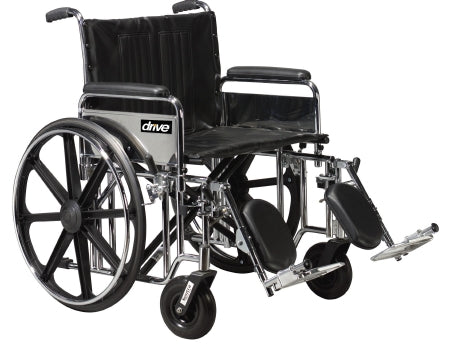 Drive Medical Sentra Bariatric Wheelchair Heavy Duty Full Length Arm Padded, Removable Arm Style Mag Wheel Black 20 Inch Seat Width 500 lbs. Weight Capacity - STD20DFA-ELR