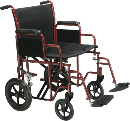 Drive Medical Bariatric Transport Chair Steel Frame with Blue Finish 450 lbs. Weight Capacity Desk Length / Removable / Reversible Arm Black - BTR22-B