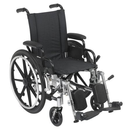 drive Viper - Lightweight Wheelchair Dual Axle Desk Length Arm Swing-Away Elevating Legrest Black Upholstery 14 Inch Seat Width Pediatric 300 lbs. Weight Capacity - L414DDA-ELR