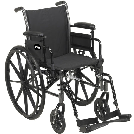 Drive Medical Cruiser III Lightweight Wheelchair Dual Axle Desk Length Arm Flip Back, Padded, Removable Arm Style Mag Wheel Black 18 Inch Seat Width 300 lbs. Weight Capacity - K318ADDA-ELR