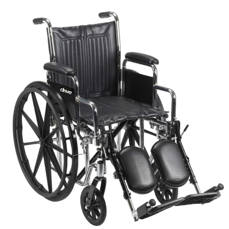 Drive Medical Chrome Sport Wheelchair Dual Axle Full Length Arm Padded, Removable Arm Style Mag Wheel Black 16 Inch Seat Width 250 lbs. Weight Capacity - CS16DFA-SF
