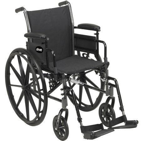 Drive Medical Cruiser III Lightweight Wheelchair Dual Axle Desk Length Arm Flip Back, Padded, Removable Arm Style Mag Wheel Black 16 Inch Seat Width 300 lbs. Weight Capacity - K316ADDA-SF