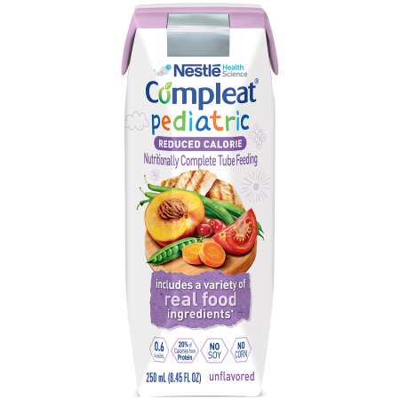 Nestle Healthcare Nutrition Compleat Pediatric Reduced Calorie Pediatric Tube Feeding Formula 250 mL Carton Ready to Use Unflavored Ages 1-13 Years - 10043900380749