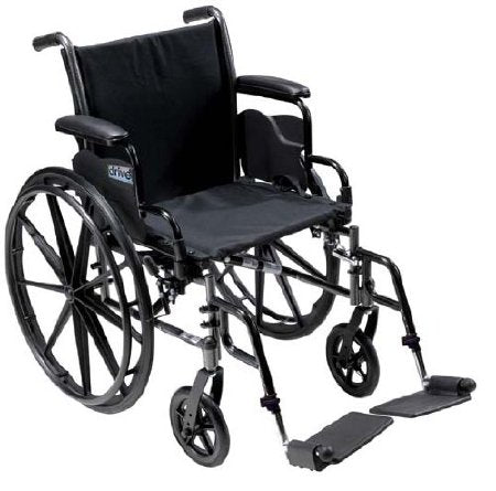 Drive Medical Cruiser III Lightweight Wheelchair Dual Axle Full Length Arm Flip Back, Padded, Removable Arm Style Mag Wheel Black 16 Inch Seat Width 300 lbs. Weight Capacity - K316DFA-ELR