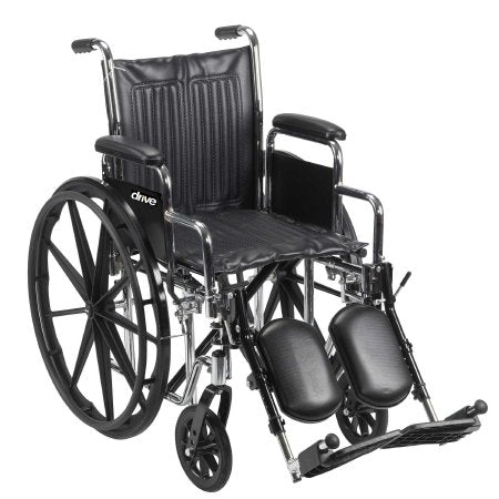 Drive Medical Chrome Sport Wheelchair Dual Axle Full Length Arm Padded Arm Style Mag Wheel Black 16 Inch Seat Width 250 lbs. Weight Capacity - CS16FA-SF