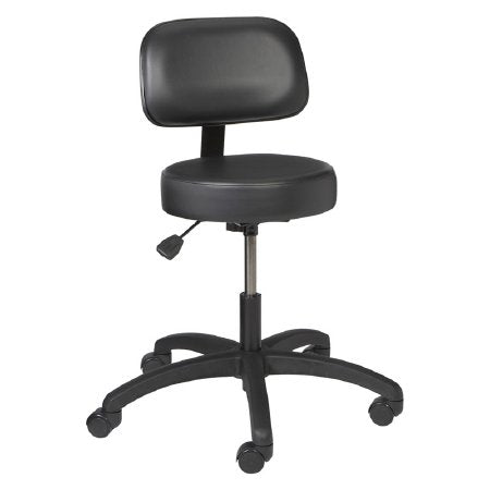 Vinyl Round Series - Exam Stool Adjustable Contoured, Backrest Pneumatic Height Adjustment Dual Wheel Casters Purple Gray - VRBM-3-DUR007