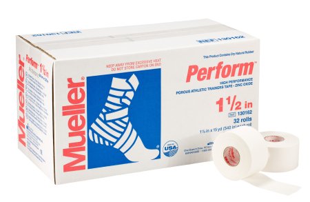 Mueller Sports Medicine Perform Athletic Tape Porous Cotton / Zinc Oxide 1-1/2 Inch X 15 Yard White NonSterile - 130162