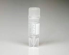 Fisher Scientific Thermo Scientific Nunc Cryogenic Tube Conical Bottom, Star Foot Style Plain 12.5 X 42 mm 1 mL Without Color Coding Screw Cap Polypropylene Tube - 12565168N