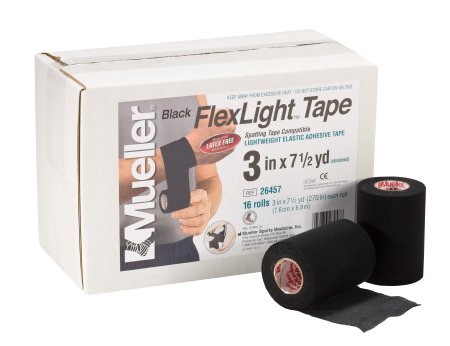 Mueller FlexLight - Athletic Tape Easy Tear Elastic Adhesive 3 Inch X 7-1/2 Yard Black NonSterile - 26457