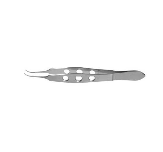 Visitec - Tying Forceps 96 mm Stainless Steel Sterile NonLocking Fenestrated Thumb Handle Curved 6.0 mm Long Platform - 581411US