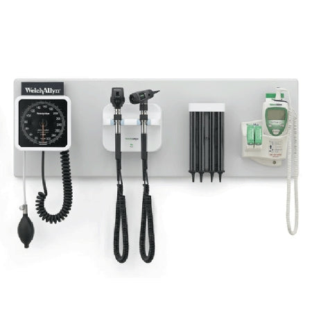 Welch Allyn Green Series 777 Integrated Wall System GS 777 Wall Transformer, Coaxial Ophthalmoscope, Diagnostic MacroView Otoscope, Wall Aneroid, SureTemp Plus Thermometer - 77795-MX