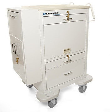 Lakeside Manufacturing Medication Cart 25 X 32 X 46-1/4 Inch 3 Drawers White, Silver Drawer Pull Color - C-330-MUS-TW