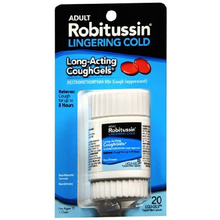 Pfizer Robitussin Cold and Cough Relief 15 mg Strength Gelcap 20 per Bottle - 31874120