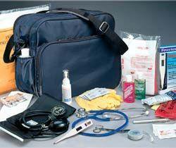 Hopkins Medical Products Original Home Health Shoulder Bag Medical Tote Navy Nylon 7 X 11 X 14 Inch - 530638