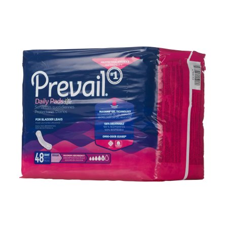 First Quality Prevail Daily Pads Bladder Control Pad 11 Inch Length Heavy Absorbency Polymer One Size Fits Most Female Disposable - PV-916/1