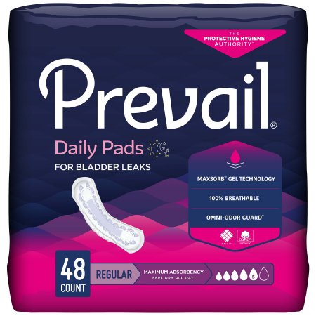Prevail Daily Pads - Bladder Control Pad 11 Inch Length Heavy Absorbency Polymer Core One Size Fits Most Adult Female Disposable - PV-916/1