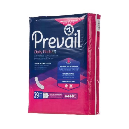 First Quality Prevail Daily Pads Bladder Control Pad 13 Inch Length Heavy Absorbency Polymer One Size Fits Most Female Disposable - PV-915/1