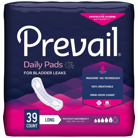 Prevail Daily Pads - Bladder Control Pad 13 Inch Length Heavy Absorbency Polymer Core One Size Fits Most Adult Female Disposable - PV-915/1
