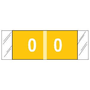 COL'R'TAB - Pre-Printed Label Chart Tab Yellow 0|0 White Numeric 1/2 X 1-1/2 Inch - 11850