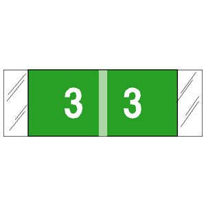 COL'R'TAB - Pre-Printed Label Chart Tab Green 3|3 White Numeric 1/2 X 1-1/2 Inch - 11853