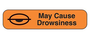 Health Care Logistics Indeed Pre-Printed Label Auxiliary Label May Cause Drowsiness Orange 3/8 X 1-5/8 Inch - 2060