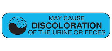 Health Care Logistics Indeed Pre-Printed Label Auxiliary Label May Cause Discoloration Of The Urine Or Feces Blue 3/8 X 1-5/8 Inch - 2006