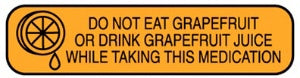 Health Care Logistics Indeed Pre-Printed Label Auxiliary Label Do Not Eat Grapefruit Or Drink Grapefruit Juice While Taking This Medication Orange 3/8 X 1-5/8 Inch - 2959