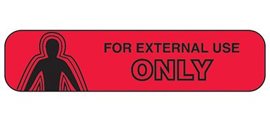 Indeed - Pre-Printed Label Auxiliary Label Red Paper For External Use Only Black Safety and Instructional 3/8 X 1-5/8 Inch - 2018
