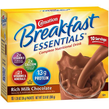 Nestle Healthcare Nutrition Carnation Breakfast Essentials Oral Supplement Rich Milk Chocolate Flavor 36 Gram Individual Packet Powder - 11004656