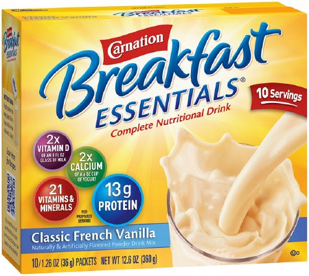 Nestle Healthcare Nutrition Carnation Breakfast Essentials Oral Supplement French Vanilla Flavor 36 Gram Individual Packet Powder - 11004659