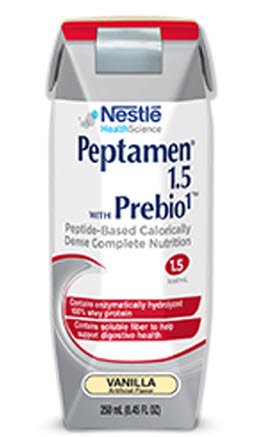 Nestle Healthcare Nutrition Peptamen 1.5 with Prebio1 Oral Supplement / Tube Feeding Formula Vanilla Flavor 250 mL Carton Ready to Use - 10043900349586