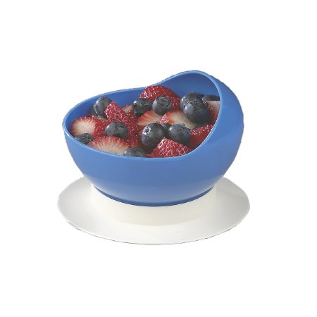 FabLife - Scoop Bowl with Suction Cup Base Blue Reusable Plastic 4-1/2 Inch Diameter - 62-0150