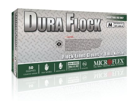 Dura Flock - Utility Glove Large Flock Lined Green 10.6 Inch Beaded Cuff NonSterile - DFK-608-L