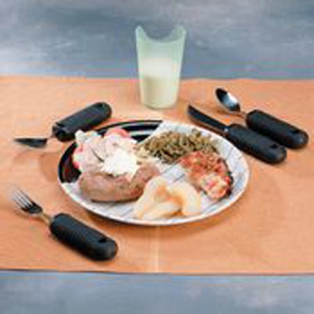 Patterson Medical Supply Sure Grip Teaspoon Bendable / Weighted Black Stainless Steel - 81546654