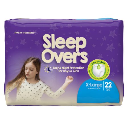Cuties Sleep Overs - Unisex Youth Absorbent Underwear Pull On with Tear Away Seams X-Large Disposable Heavy Absorbency - SLP05303