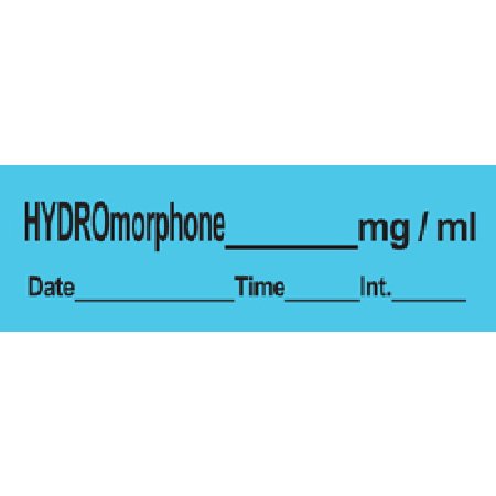 PDC - Drug Label Anesthesia Label HYDROmorphone_mg/mL Date_Time_Int_ Blue 1/2 X 1-1/2 Inch - LAN-16