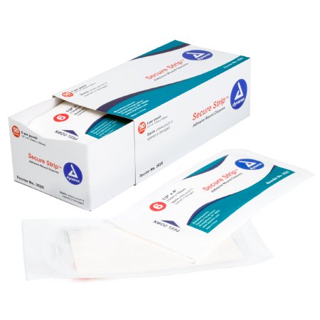 Dynarex Secure Strip Skin Closure Strip 1/2 X 4 Inch Nonwoven Material Flexible Strip White - 3525