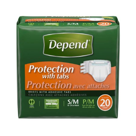 Kimberly Clark Depend Adult Incontinent Brief Tab Closure Small / Medium Disposable Heavy Absorbency - 35456