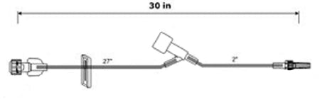 ICU Medical Extension Set 30 Inch Tubing 1 Port 0.7 mL Priming Volume DEHP-Free - B1175