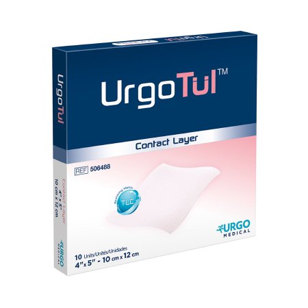 UrgoTul - Impregnated Contact Layer Dressing 4 X 5 Inch Polyester Mesh Hydrocolloid / Petroleum Jelly Particles Sterile - 506488