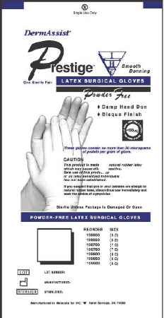 Innovative Healthcare Corporation DermAssist Prestige DHD Surgical Glove Size 7.5 Sterile Latex Standard Cuff Length Bisque Ivory Not Chemo Approved - 139750