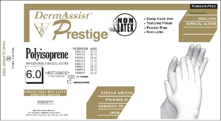 Innovative Healthcare Corporation DermAssist Prestige Surgical Glove Size 7.5 Sterile Polyisoprene Standard Cuff Length Bisque White Not Chemo Approved - 140750