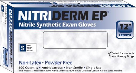NitriDerm EP - Exam Glove Medium NonSterile Nitrile Extended Cuff Length Fully Textured Blue Chemo Tested - 182200
