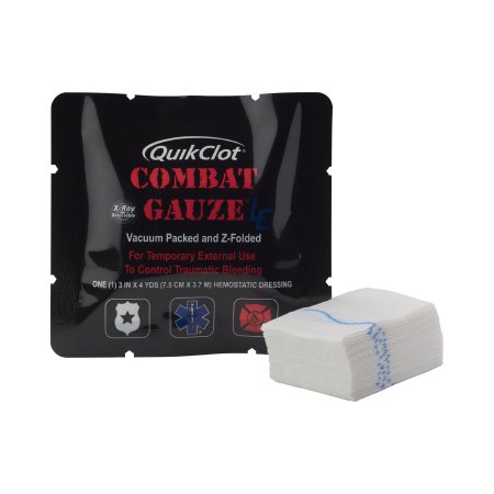QuikClot Combat Gauze LE - Hemostatic Dressing 3 Inch X 4 Yard 1 per Pack Individual Packet Kaolin Sterile - 350