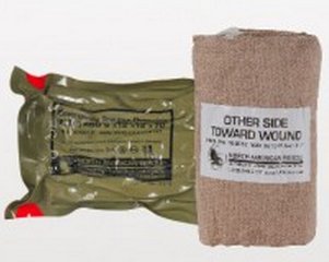 North American Rescue ETD Trauma Pressure Dressing with Wrap 6 X 70 Inch Standard Compression Closure Bar Tan / White Sterile - 30-0012