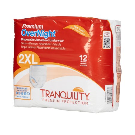 Tranquility Premium OverNight - Unisex Adult Absorbent Underwear Pull On with Tear Away Seams 2X-Large Disposable Heavy Absorbency - 2118