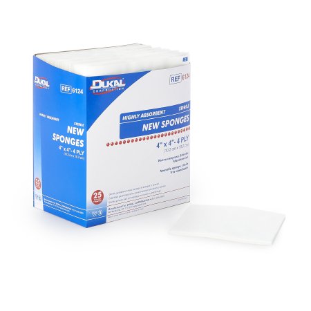 Dukal - Nonwoven Sponge Polyester / Rayon 4-Ply 4 X 4 Inch Square Sterile - 6124
