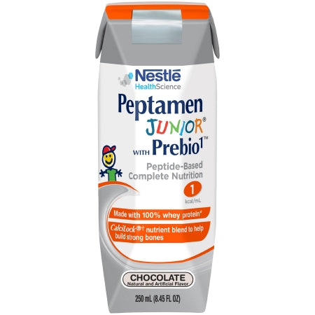 Nestle Healthcare Nutrition Peptamen Junior with Prebio Oral Supplement / Tube Feeding Formula Chocolate Flavor 250 mL Carton Ready to Use - 798716364164